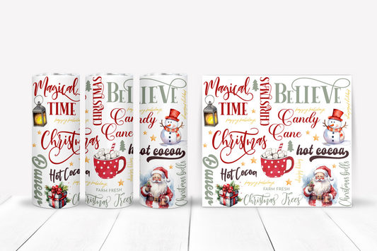 20oz Skinny Tumbler - Christmas Words