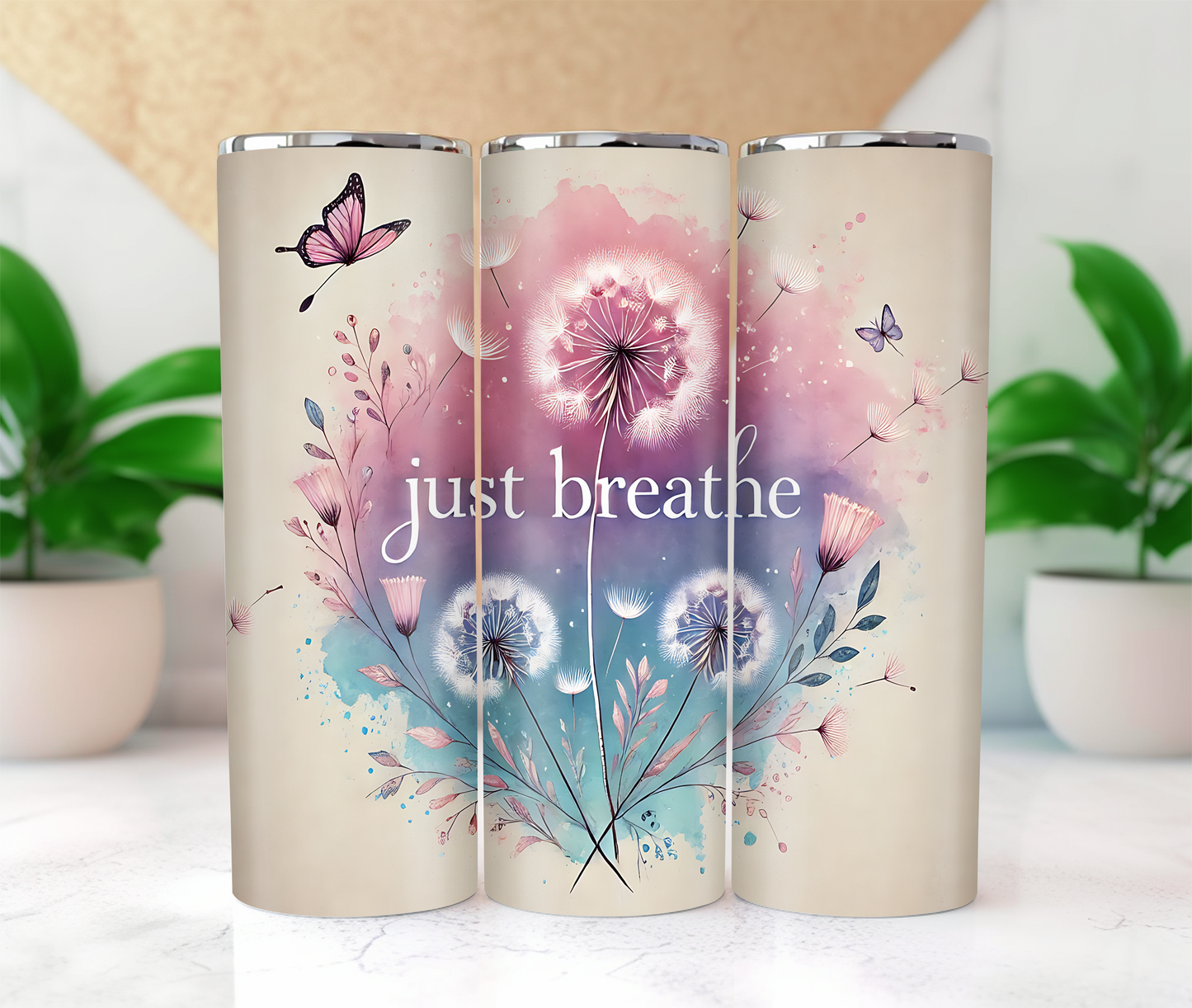 20oz Skinny Tumbler - Just Breathe