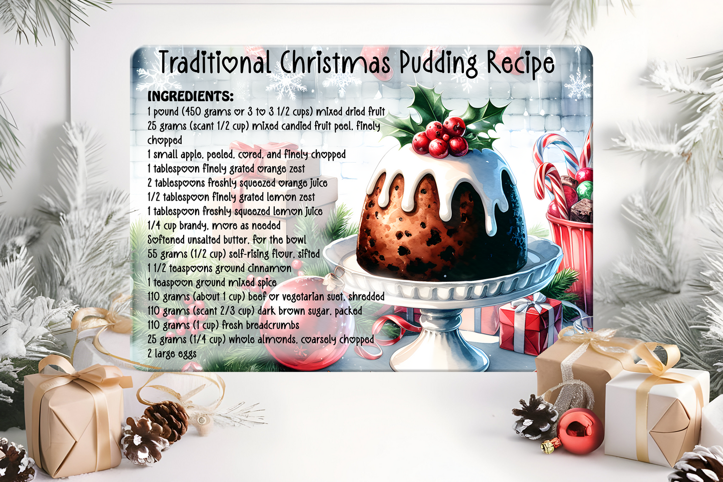 Cutting Board - Christmas Pudding Recipe