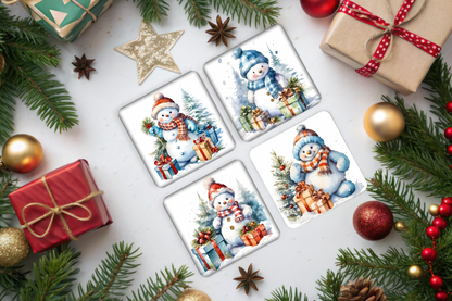 Coaster Set - Snowman with Presents