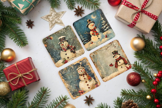 Coaster Set - Vintage Snowman