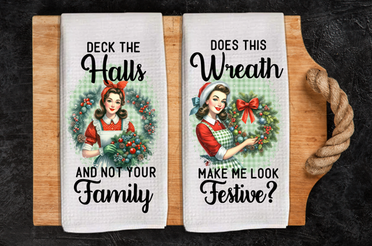 Kitchen Towel Set - Vintage Woman with Wreath